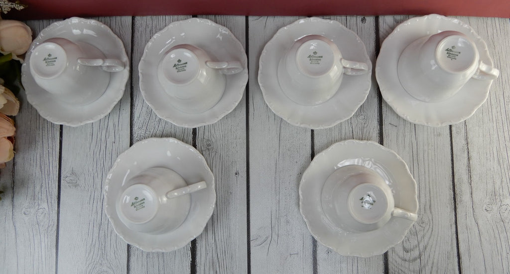 Seltmann Weiden Bavaria West Germany Theresia White Flat ~ 6 of Cups and Saucers