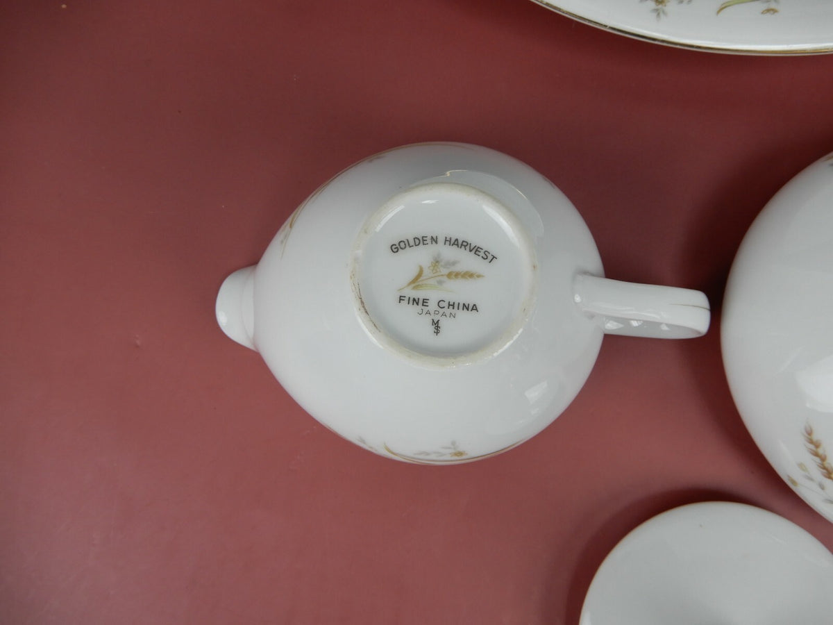 Lot Of Vintage Golden Harvest Serving Dishes Creamer,Sugar and Vegetable Bowl