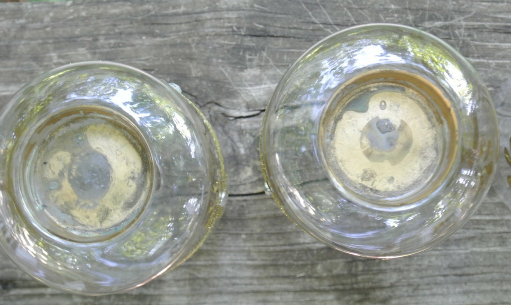 Vintage Set of 4 Glass Hand Painted Tea Light Candle Holders