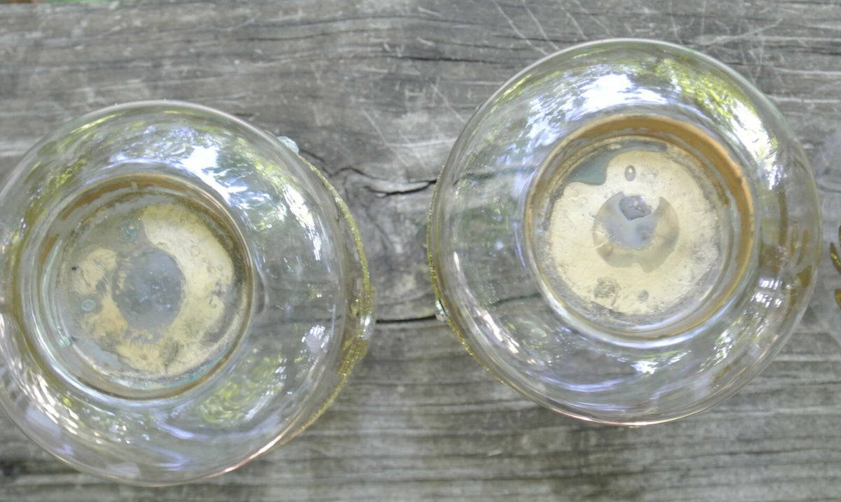 Vintage Set of 4 Glass Hand Painted Tea Light Candle Holders
