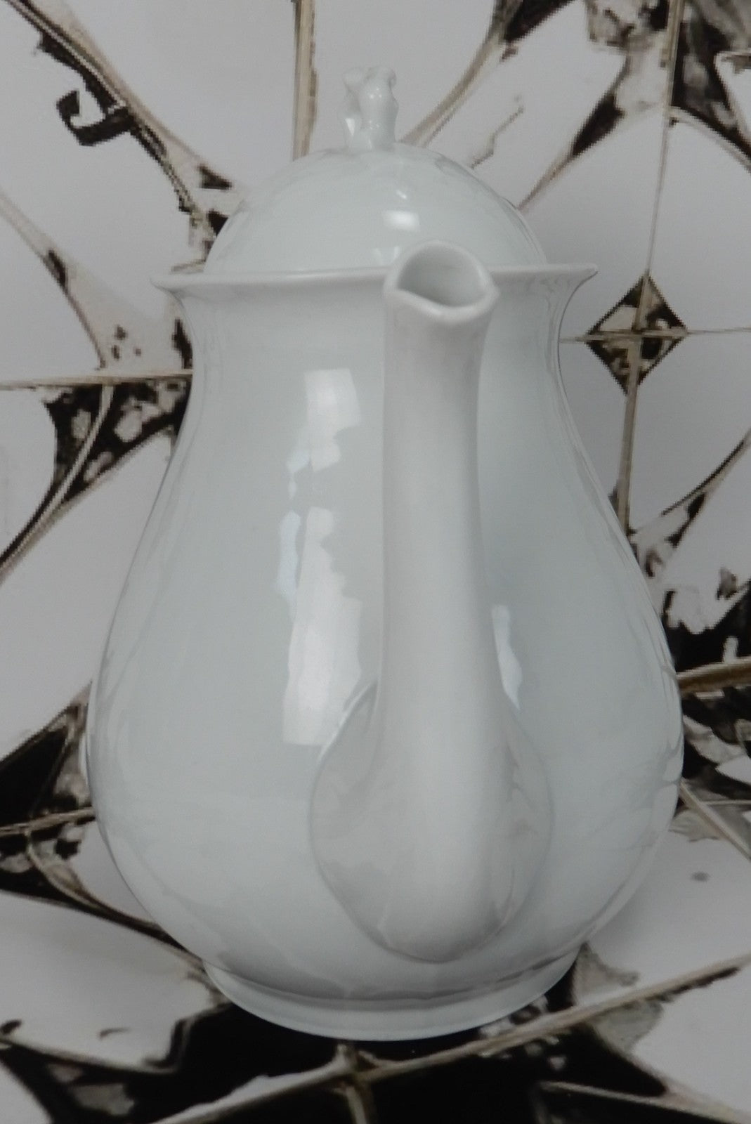 Vintage D&Co. France White Ironstone Embossed Coffee Pot