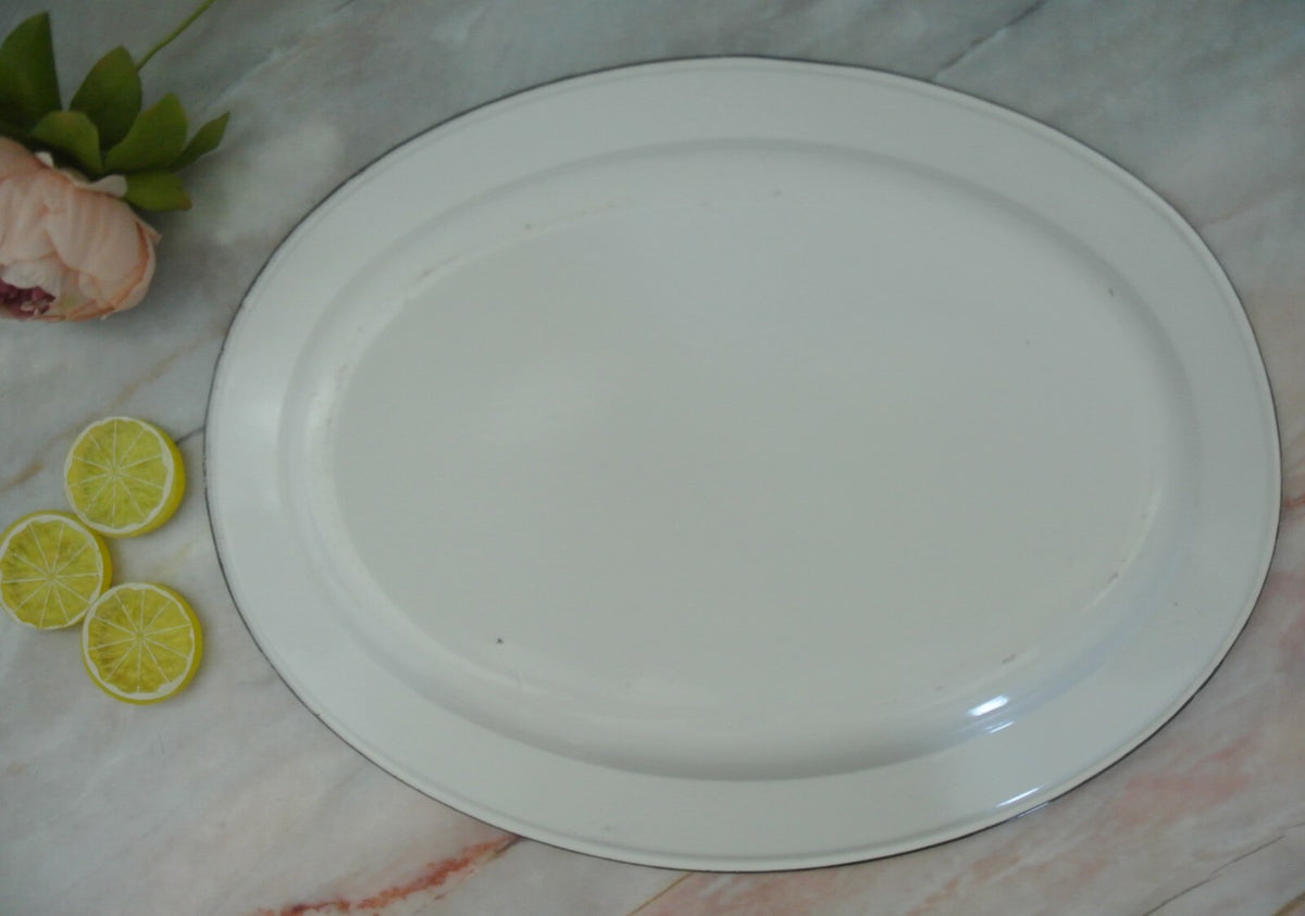 Vintage Thanksgiving Enamelware Turkey Platter 17-5/8" Long
