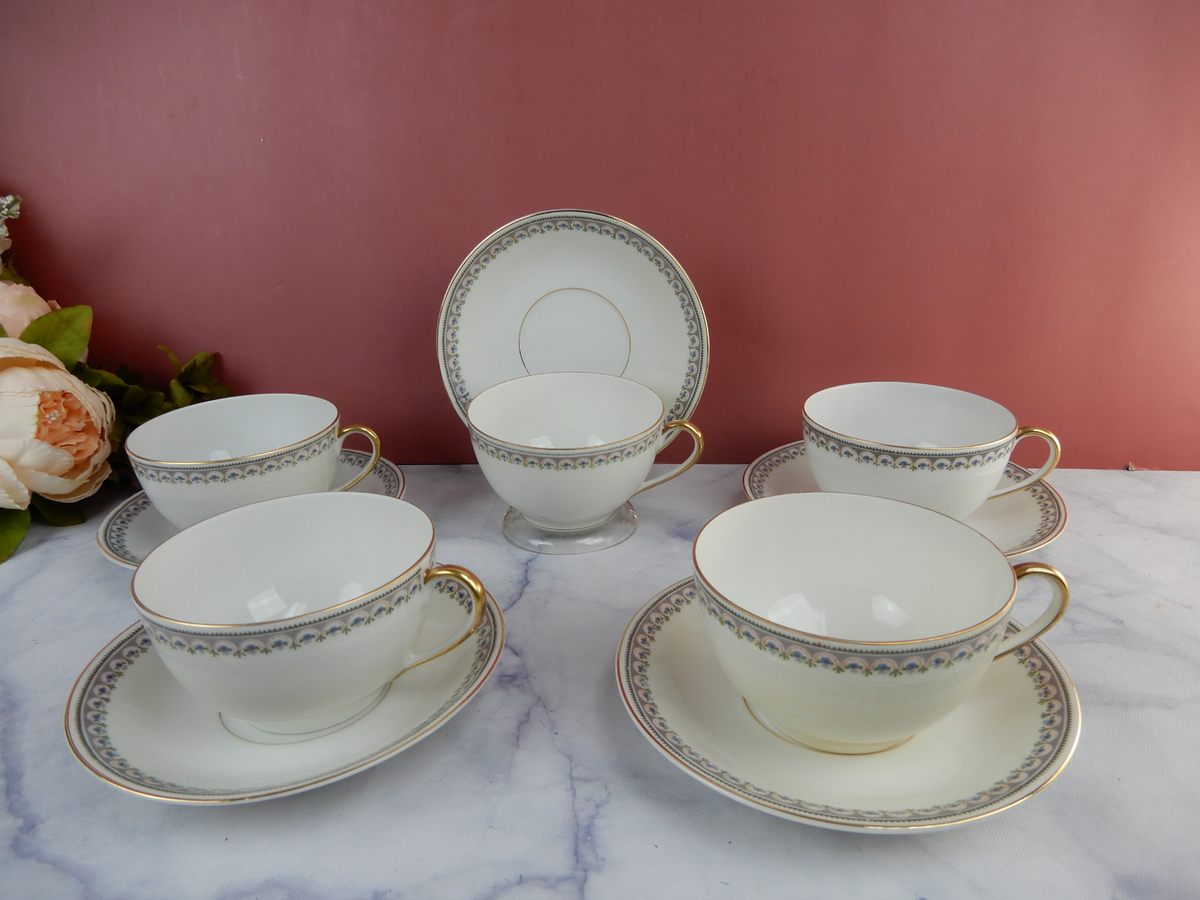 Vintage KPM Germany "The Emden" Porcelain Cups and Saucers