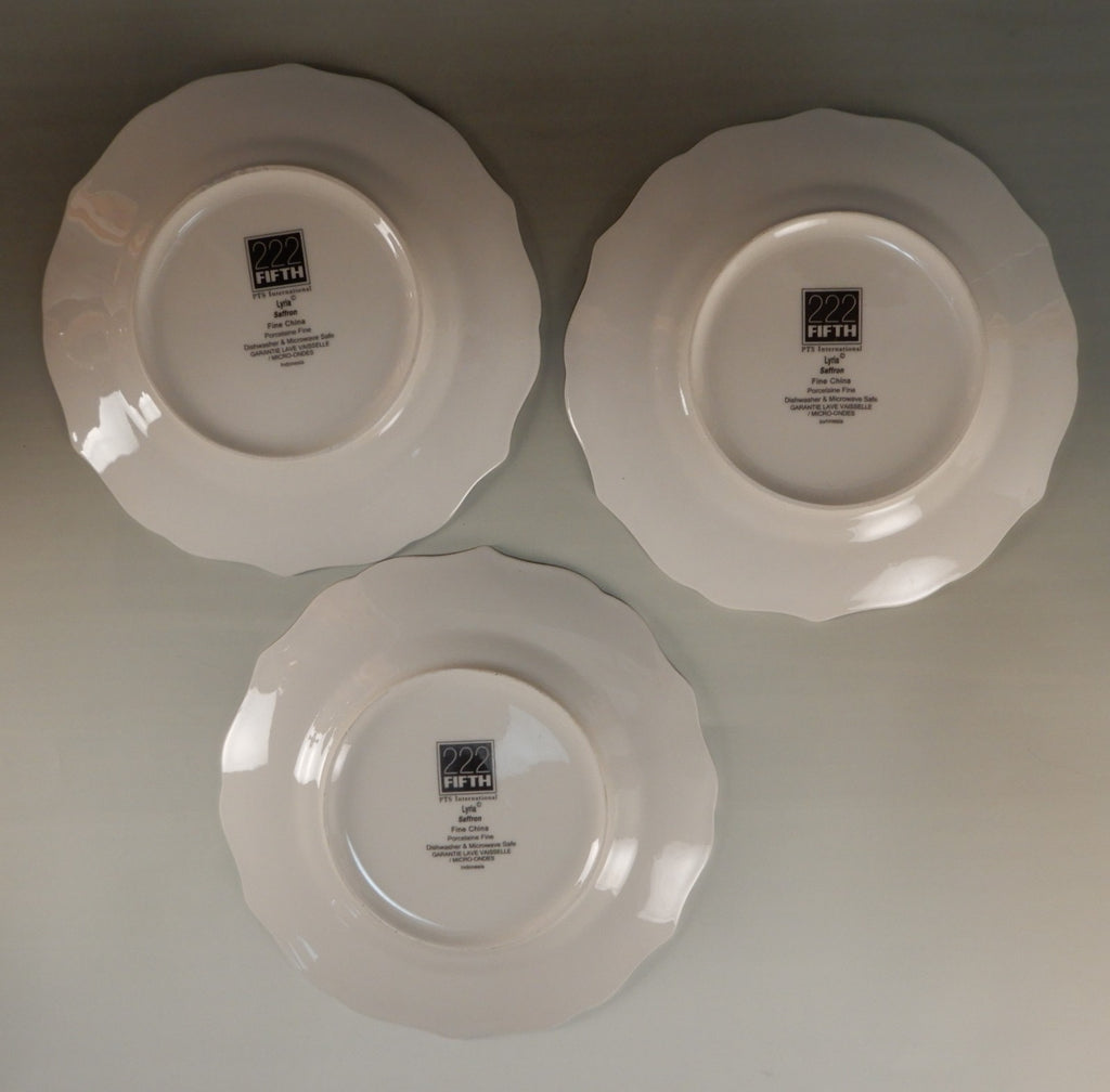 Set of Three 222 Fifth PTS International "Lyria Saffron" Pattern 8-5/8"  Plates
