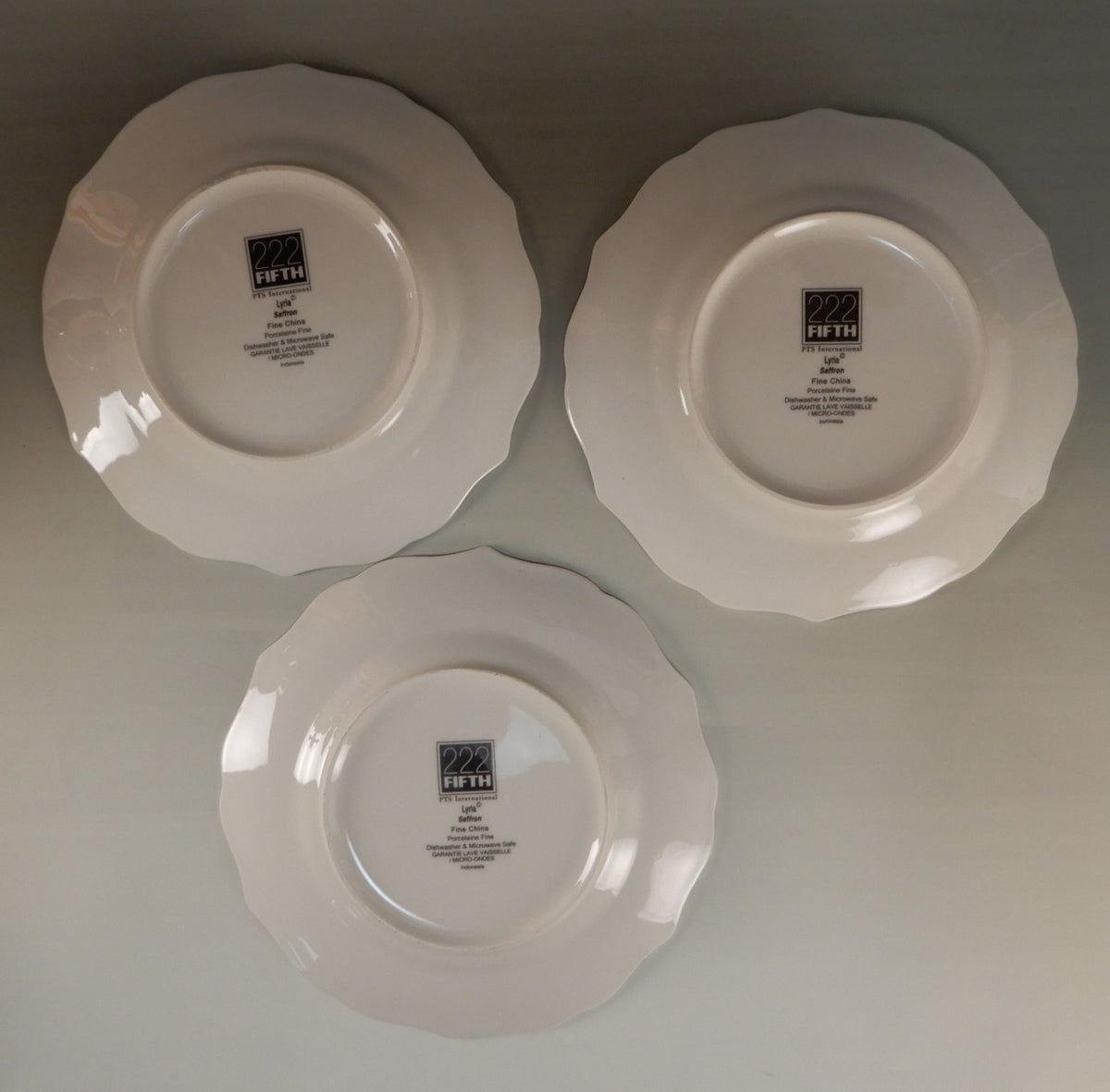 Set of Three 222 Fifth PTS International "Lyria Saffron" Pattern 8-5/8"  Plates