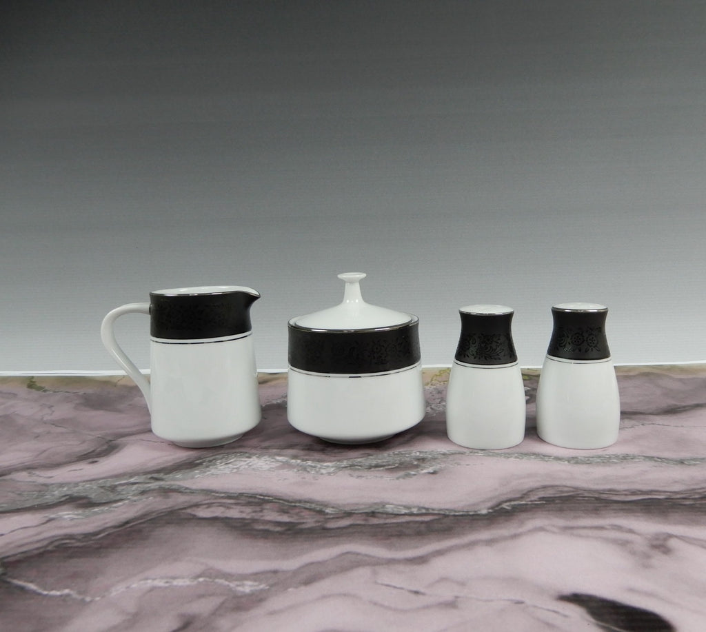 Vintage Set of Noritake "Mirano" 6878-Creamer,Sugar Bowl, Salt & Pepper Shaker