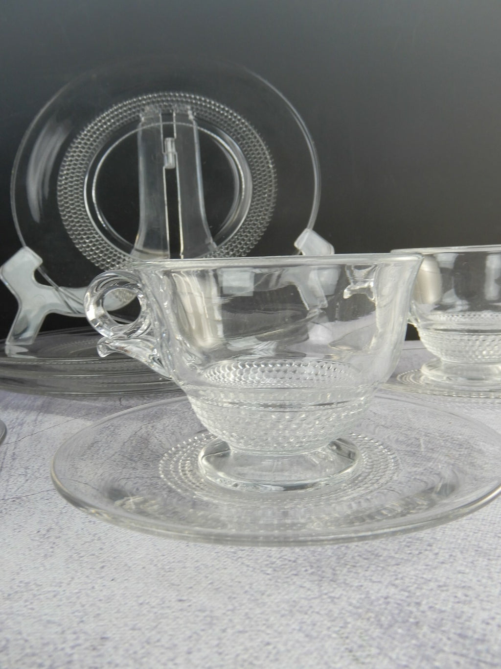 16 Piece 4 Place Setting Vintage Duncan & Miller Crystal Teardrop Pattern