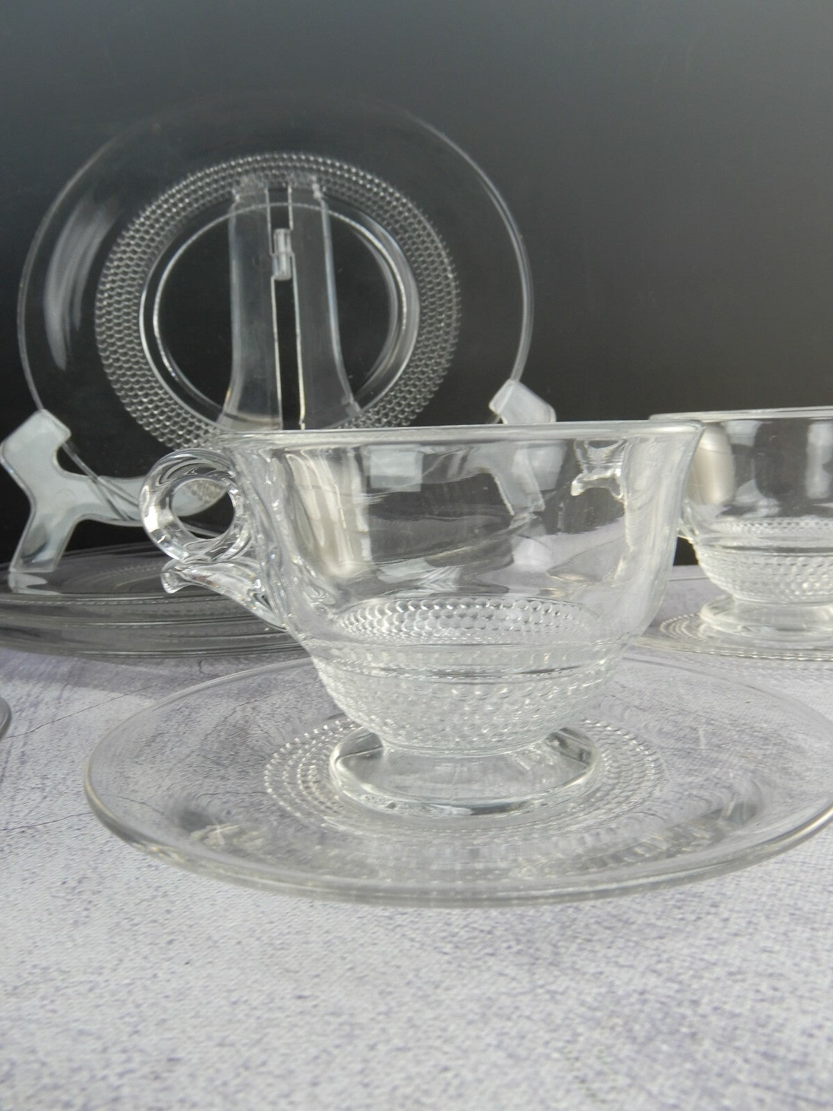 16 Piece 4 Place Setting Vintage Duncan & Miller Crystal Teardrop Pattern