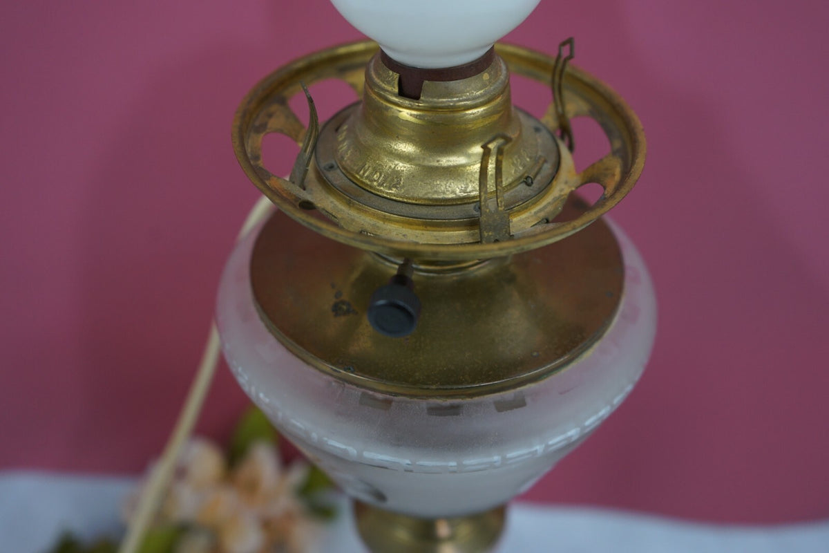 Vintage Victorian Style Metal and glass Table Lamp No Shade