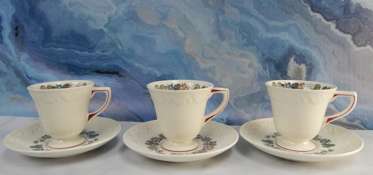 Set of 3 Wedgwood China~PEMBROKE T428 CORINTHIAN Demitasse Cups and Saucers