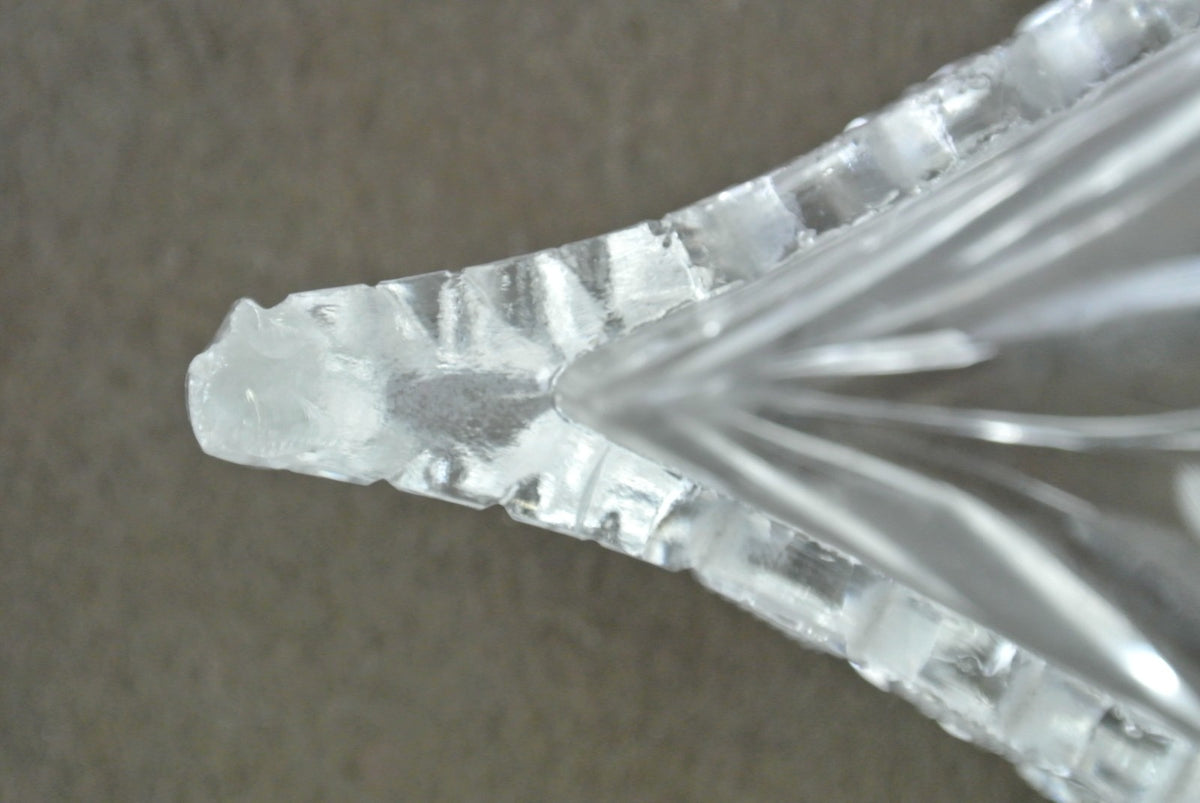 Antique American Cut Glass Boat Shaped Dish Daisy Buttons