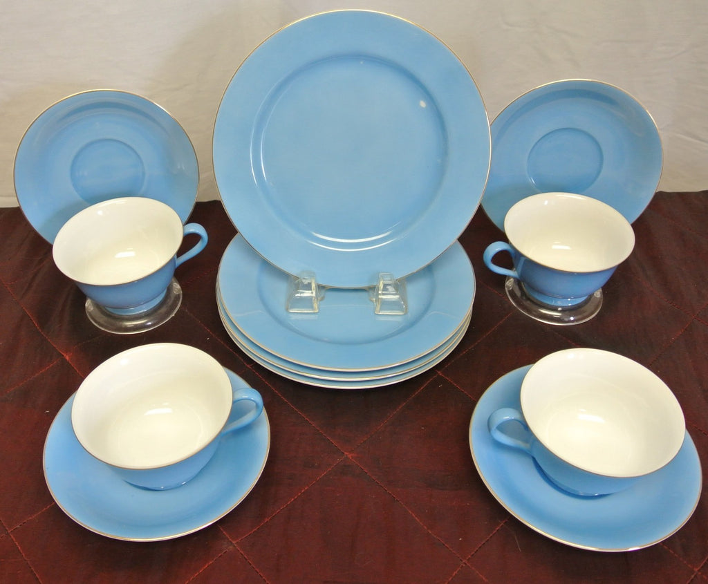 ~~`Set of 4 Noritake Blue Morimura China Cup and Saucer and Dessert Plate~~~B
