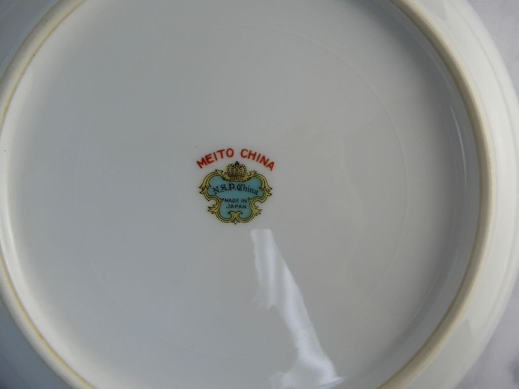 Vintage Meito China Floral Japan Two Soup Bowls and Two Fruit Bowls