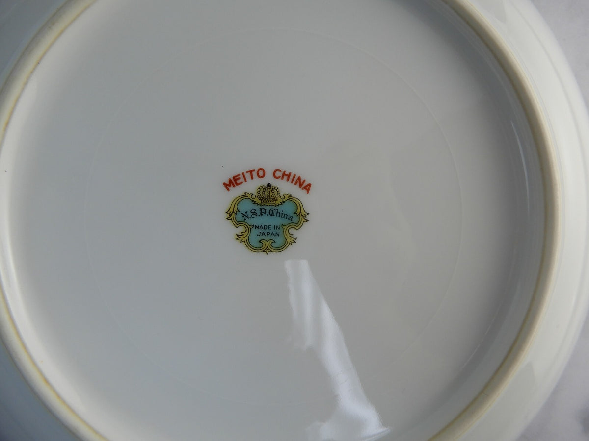 Vintage Meito China Floral Japan Two Soup Bowls and Two Fruit Bowls