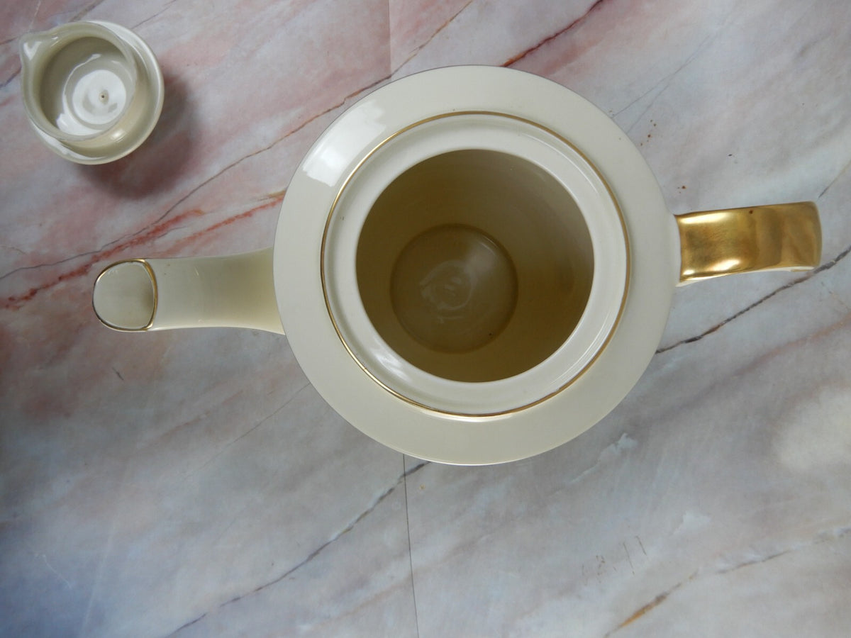 Vintage Eamag Schönwald Bavaria Gold and Cobalt Blue Rim Coffee Pot