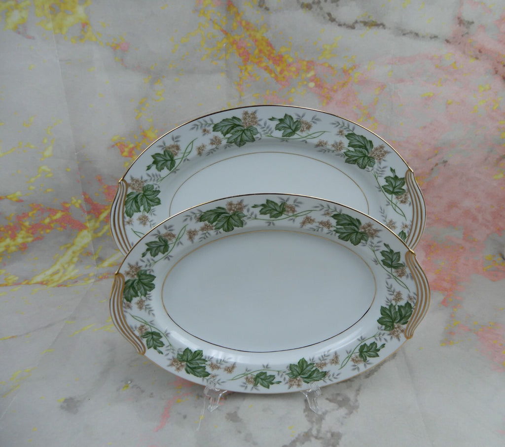 Vintage Noritake "Daphne"  Pattern Set of Two Platters 13-5/8" and 11-3/4"