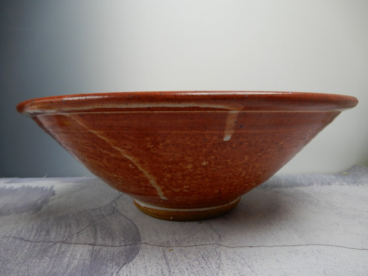 JP Marked Decorative Thick-Walled Stoneware Serving Bowl