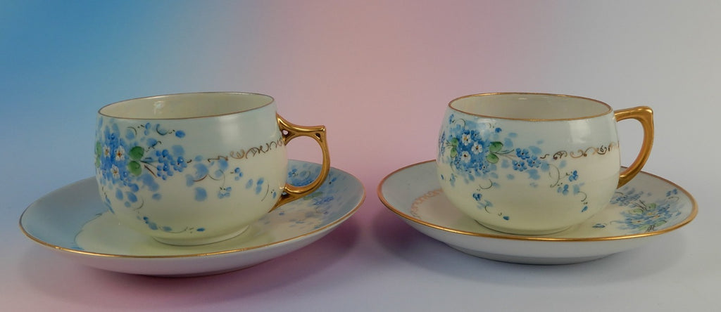 4 Pc. Stouffers Hand Decorated Blue Forget Me Not~ Cups and Saucers