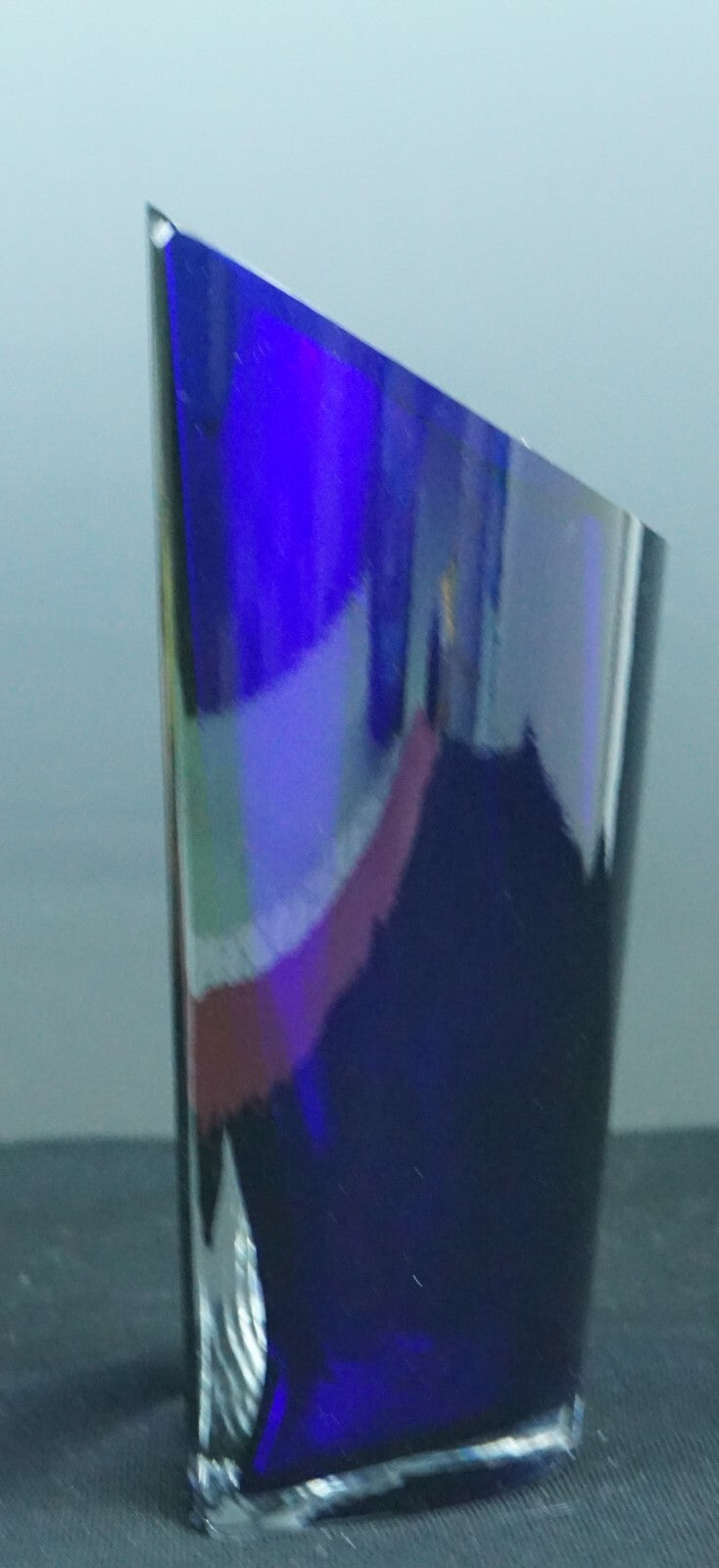 Vintage Cobalt Blue Glass Pocket Shape Vase Home Decor