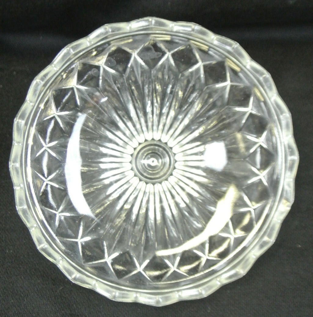 Gillinder Pressed Glass Lidded Pedestal Compote Diamond Design Sawtooth