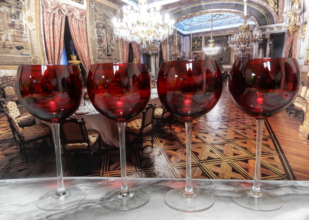 Set Of 4  Lenox Tuscany Holiday Collection Red Balloon 12 oz Wine Glasses