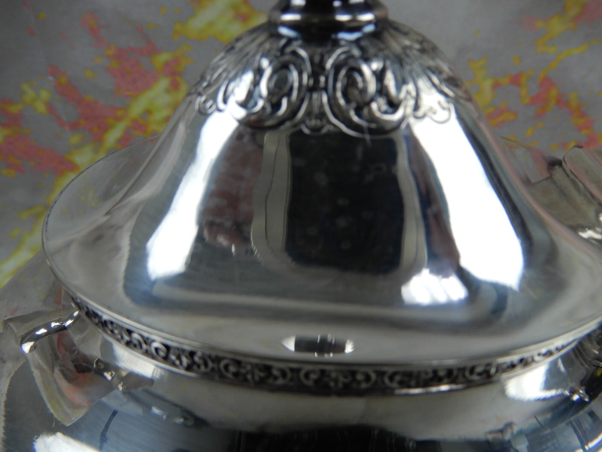 Andover Silver Plated Coffee Pot, Creamer, Sugar Bowl with Tray