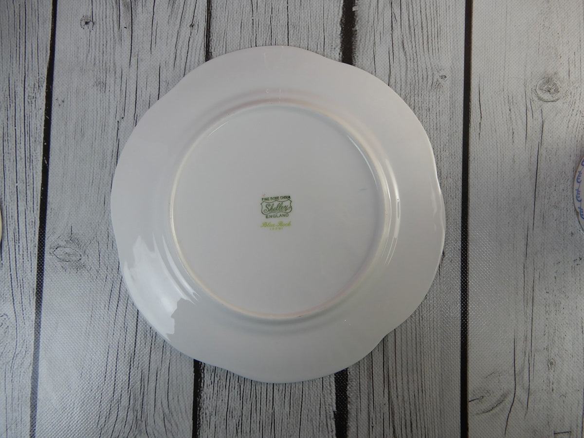 Shelley Blue Rock Trio Cup, Saucer and Dessert Plate Cambridge Shape English