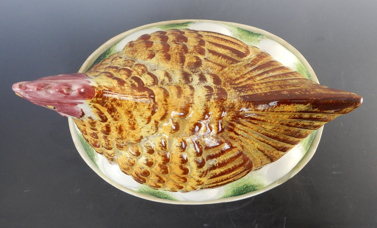 Ceramic Hen Laying Nest with Eggs From Los Angeles Pottery CA W/ CHIP~ 11-1/4" W