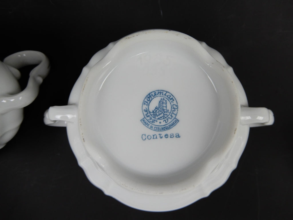 Vintage Fine Bohemian China Czechoslovakia "Contesa"~ Sugar Bowl & Creamer