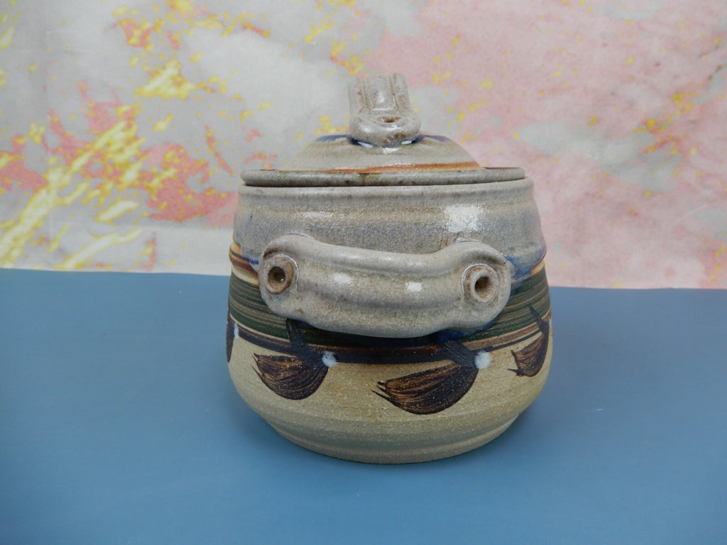Vintage Studio Art Pottery Small Double Crock Signed by the Artist