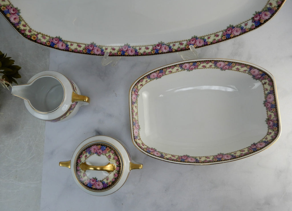 4 Pc  Edelstein Bavaria 15-1/8" Platter, Sugar Bowl,Creamer, Vegetable Bowl