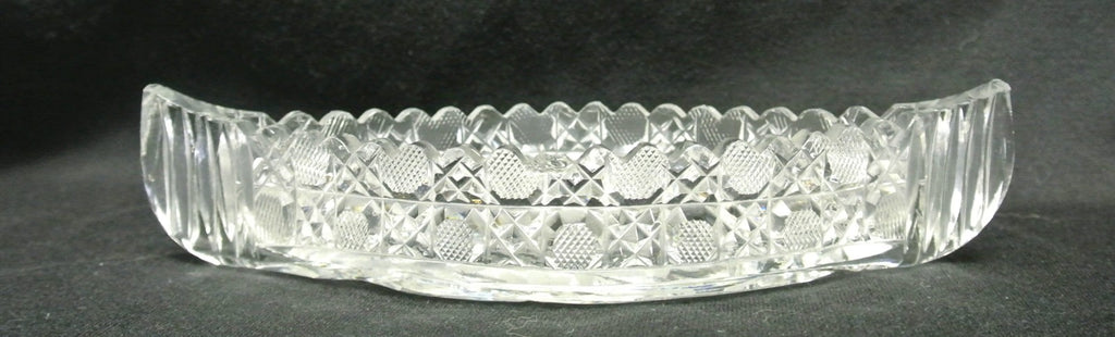 Antique American Cut Glass Boat Shaped Dish Daisy Buttons