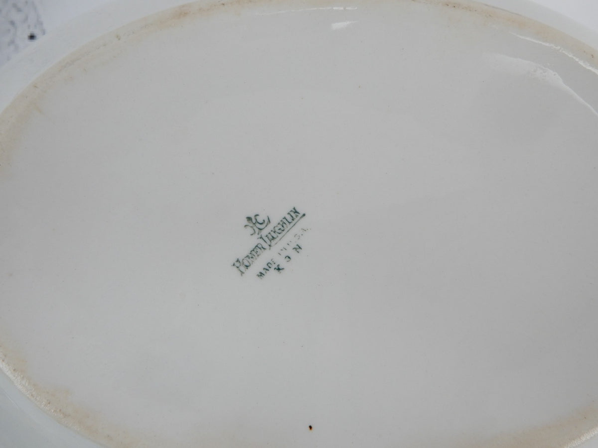 Vintage Homer Laughlin Blue Bird Decal Pattern Oval Covered Casserole ca. 1930