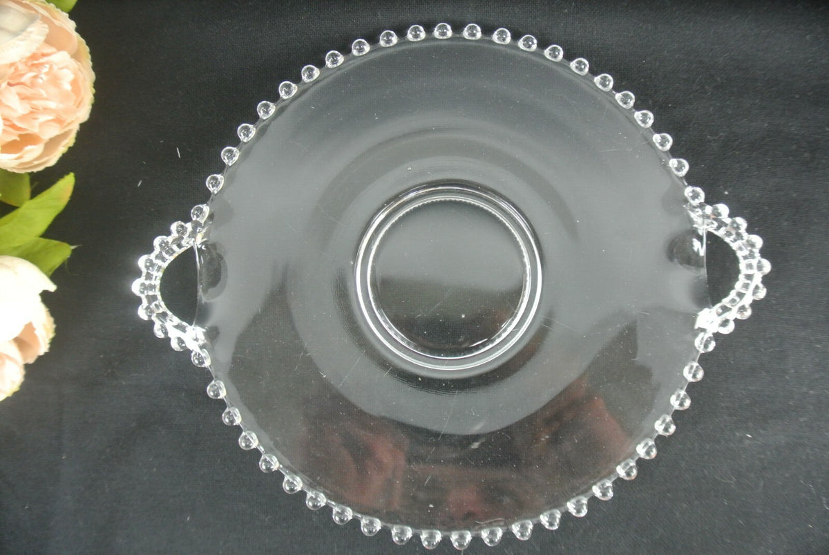 Set of Two Vintage Imperial Candlewick Glass Sandwich Trays with Handles