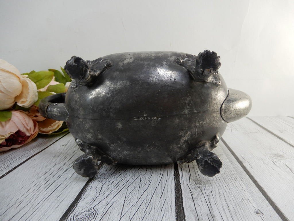 Antique Dixon & Son Pewter Footed Tea Pot Made in England