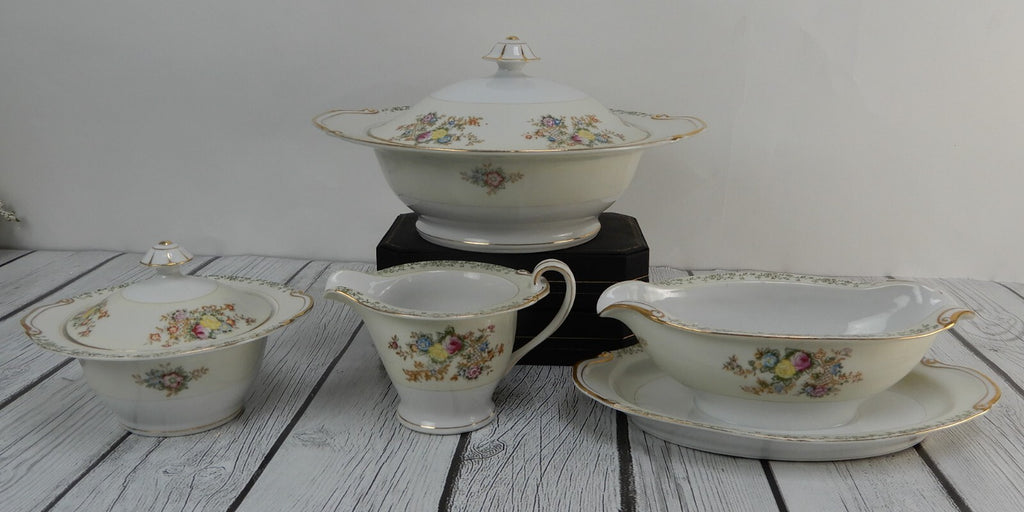 Regal China Japan w/ Imperfections Gravy Bowl ,Creamer,Sugar Bowl & Lidded Bowl