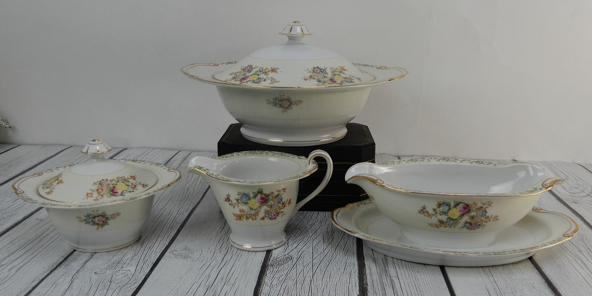 Regal China Japan w/ Imperfections Gravy Bowl ,Creamer,Sugar Bowl & Lidded Bowl