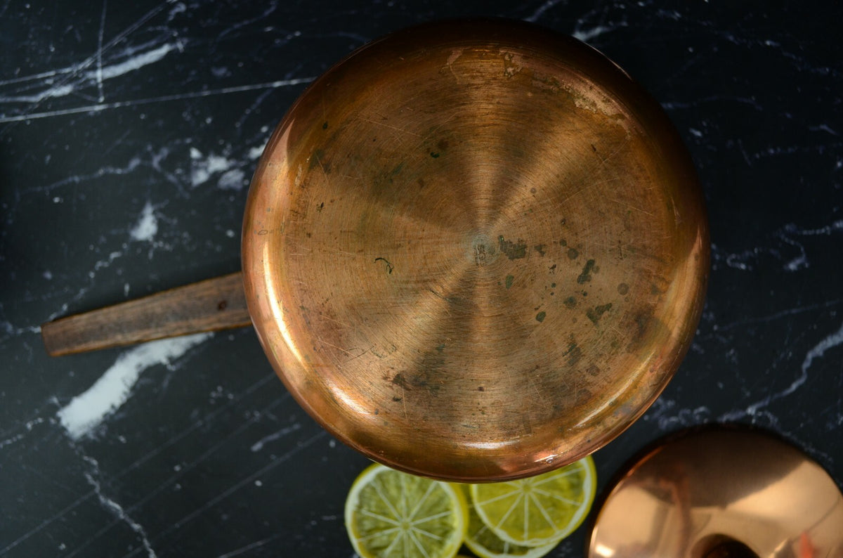 Vintage Brown Copper Fondue Pot, Farmhouse Kitchen Décor - Sigg Switzerland