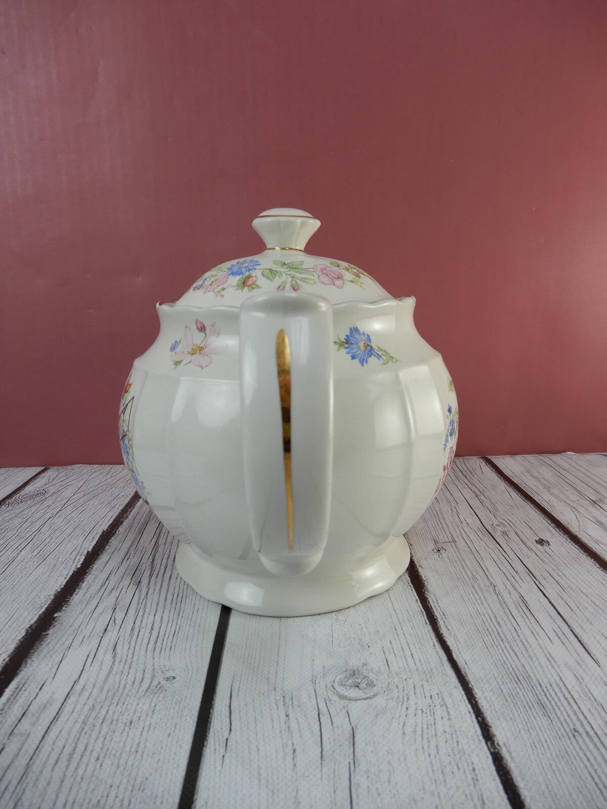 Vintage Crown Dorset Staffordshire England Tea Pot Spring Window Scene