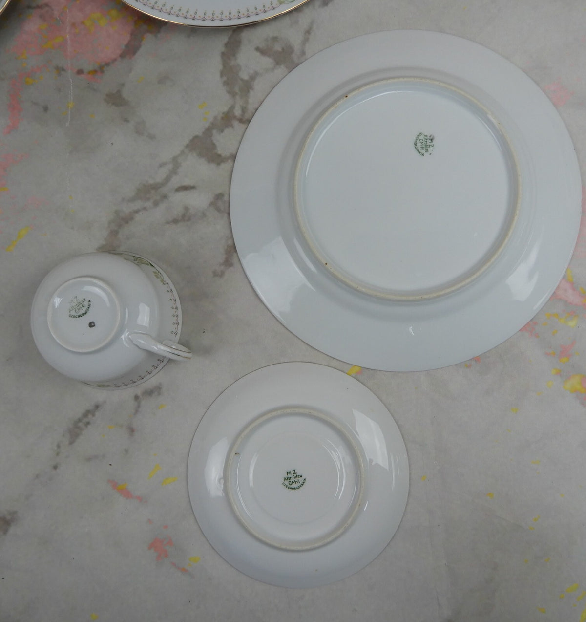 12 Piece MZ Altrohlau CMR Czechoslovakia Art-Deco Cups,Saucers and Dinner Plates