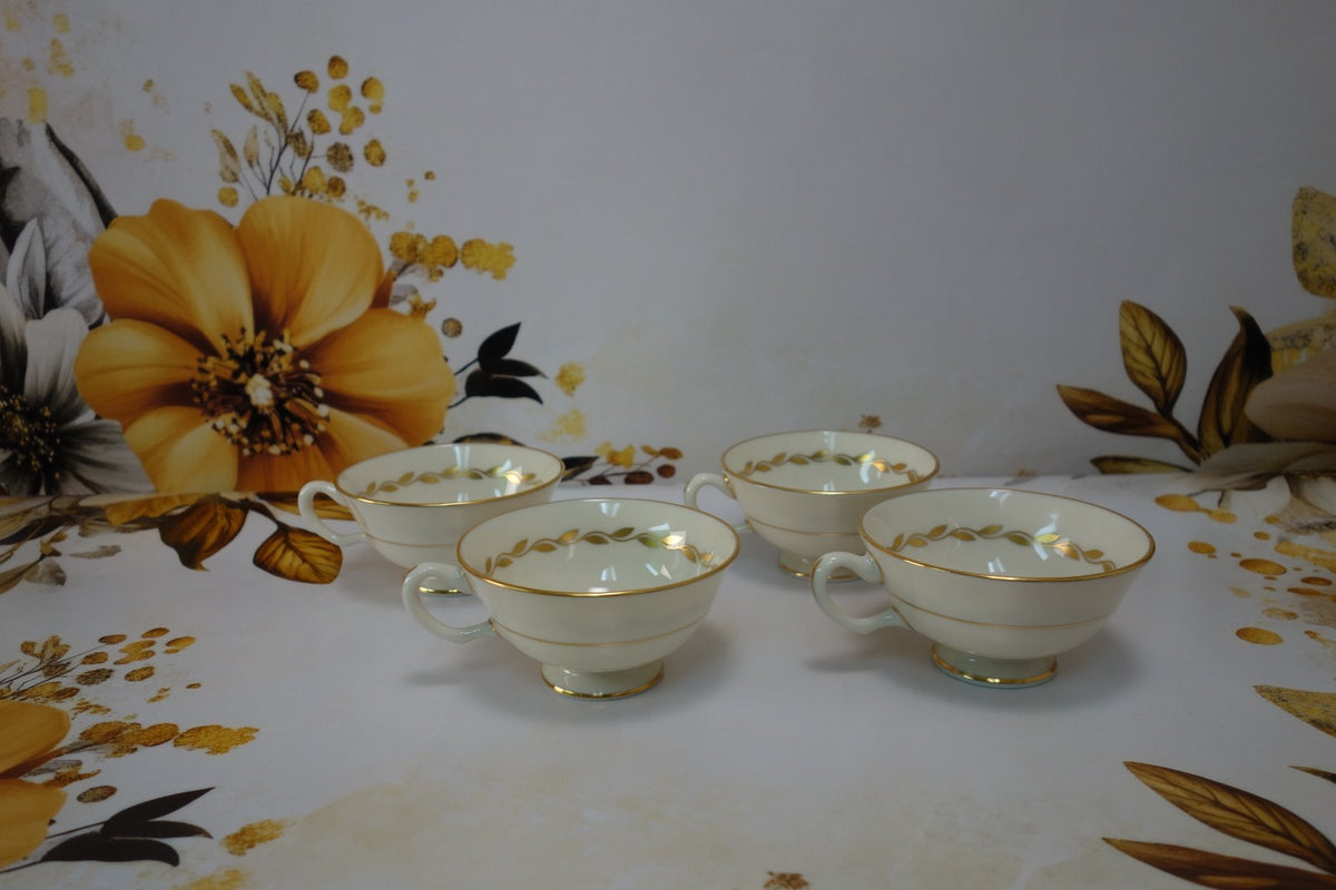 Set of Four Lenox Golden Wreath 0-313 Orphan Cups