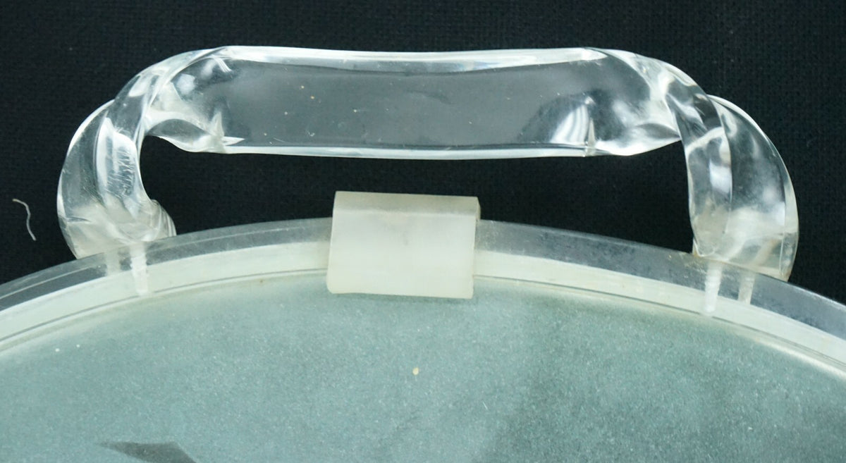 Vintage Round Rose Etched Glass & Lucite Serving Tray  18"x 16''