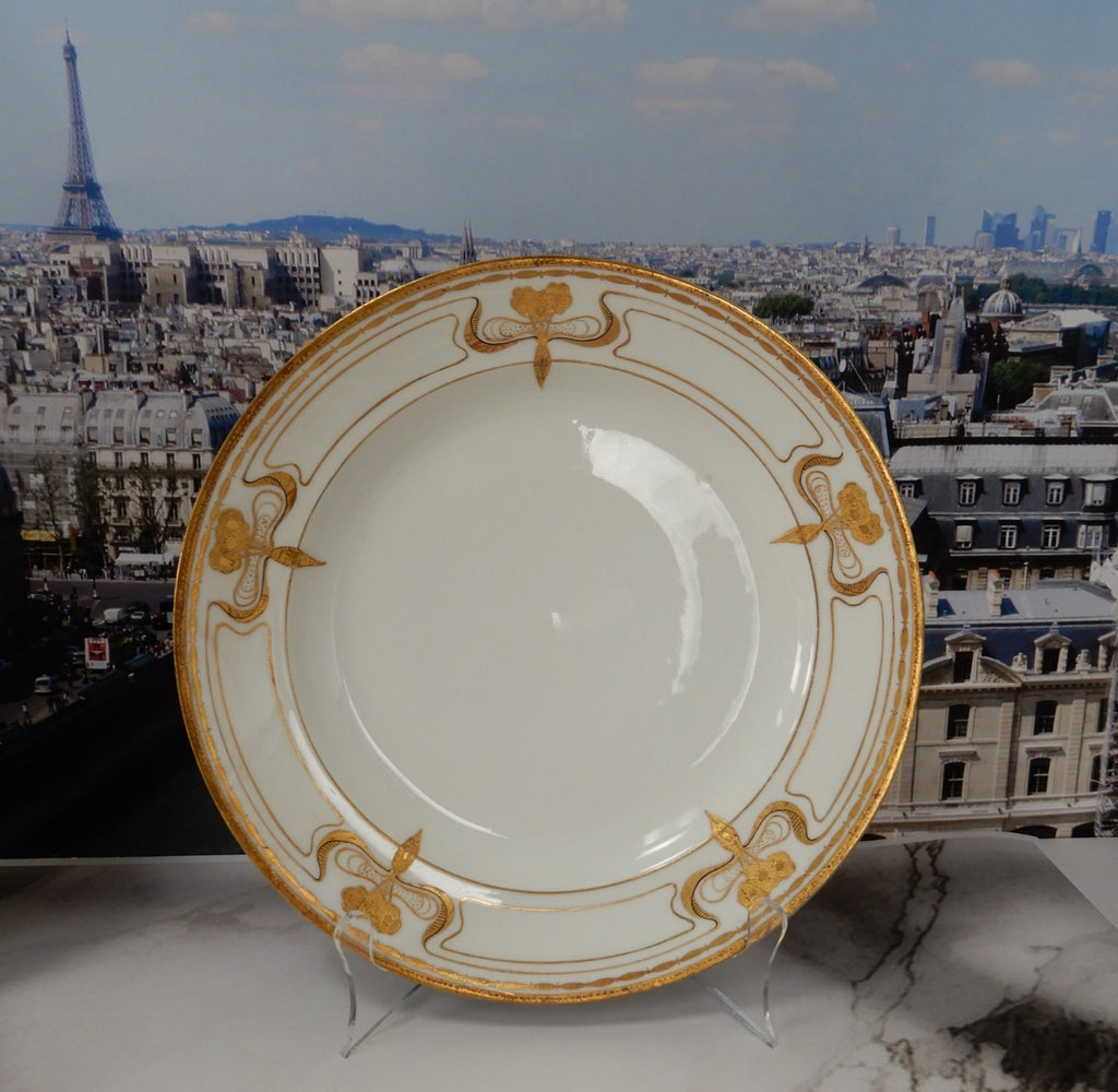 Antique Haviland Limoges France Set of Two Gold Gilt 10-1/8" Dinner Plates