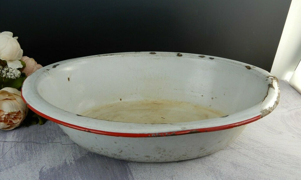 Enamelware Enamel Wash Basin Farmhouse Decor Flower Planter
