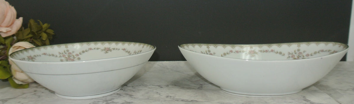 Vintage Porcelain Noritake Garland 5906 Pattern Oval and Round Serving Bowls