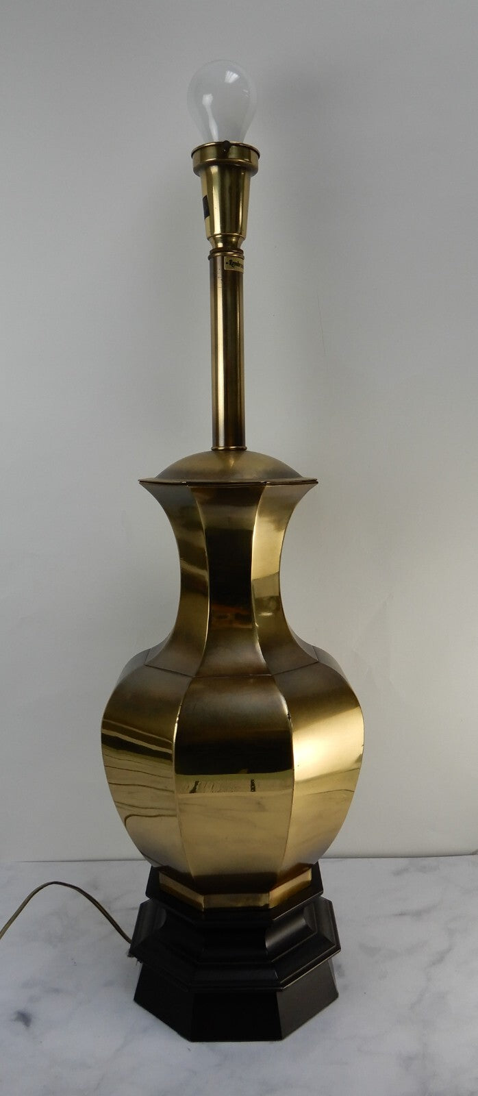 Vintage Rembrandt Lamp Co. Brass Octagon Ginger Jar Table Lamp 31-1/2" High