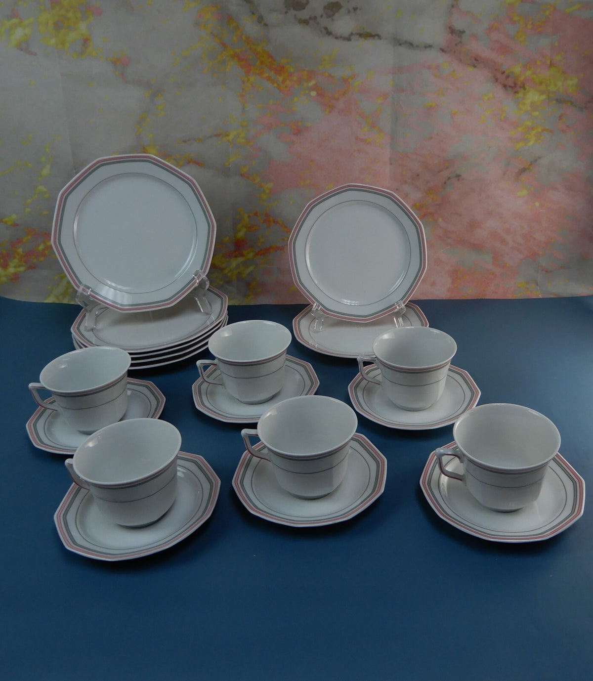 19 Piece Winterling Marktleuthen Bavaria Decor Spülmaschinenfest W/Stripes