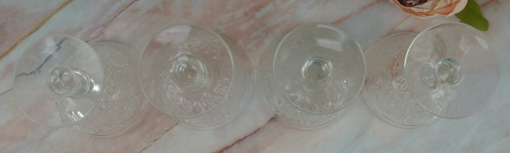 Set of 4 Ice Cream Dish 6 oz in Duncan & Miller Sandwich Clear Glass Pattern