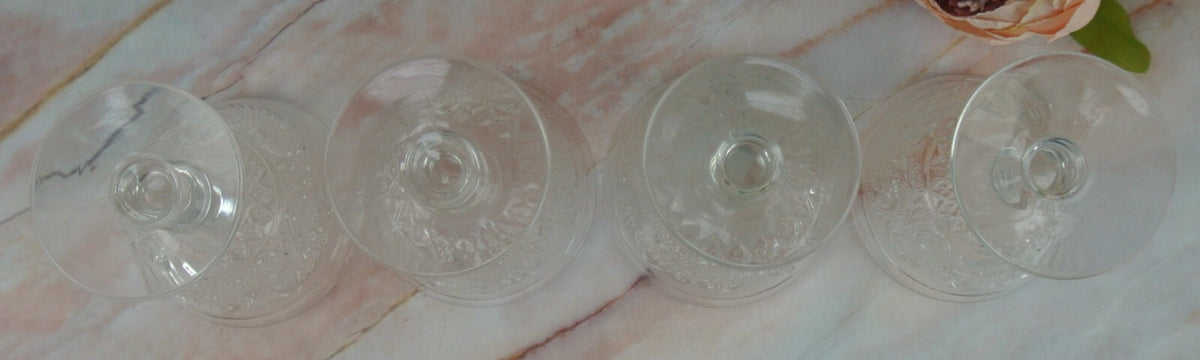 Set of 4 Ice Cream Dish 6 oz in Duncan & Miller Sandwich Clear Glass Pattern