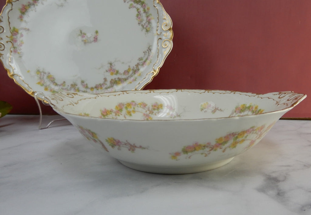 Haviland & Co Limoges Schleiger 475e Pattern Round Bowl and 10-5/8" Platter